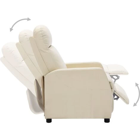 MAISONCHIC Fauteuil Inclinable électrique Fauteuil Salon Blanc Crème Similicuir 4 MAISONCHIC Fauteuil Inclinable électrique Fauteuil Salon Blanc Crème Similicuir – Image 2
