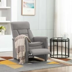 LES TENDANCES Fauteuil Inclinable Gris Clair Similicuir Daim