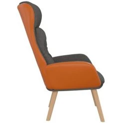 Chaise De Relaxation Gris Foncé Tissu Et PVC VidaXL - Gris -Pas Cher Fauteuil Magasin 67892223 4