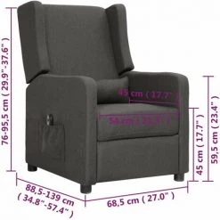 Fauteuil Inclinable électrique Gris Foncé Tissu VidaXL 9 Fauteuil Inclinable électrique Gris Foncé Tissu VidaXL -Pas Cher Fauteuil Magasin 67892343 3