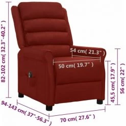 Fauteuil Inclinable électrique Rouge Bordeaux Similicuir VidaXL - Rouge -Pas Cher Fauteuil Magasin 67892345 3