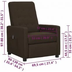 Fauteuil Inclinable électrique Marron Foncé Tissu VidaXL - Brun -Pas Cher Fauteuil Magasin 67892349 3