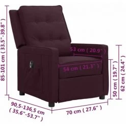 Fauteuil Inclinable électrique Violet Tissu VidaXL - Pourpre -Pas Cher Fauteuil Magasin 67892359 3