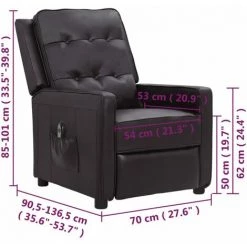 Fauteuil Inclinable électrique Noir Similicuir Brillant VidaXL - Noir -Pas Cher Fauteuil Magasin 67892364 3