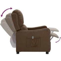 Fauteuil Inclinable électrique Marron Tissu VidaXL - Brun -Pas Cher Fauteuil Magasin 67892366 5