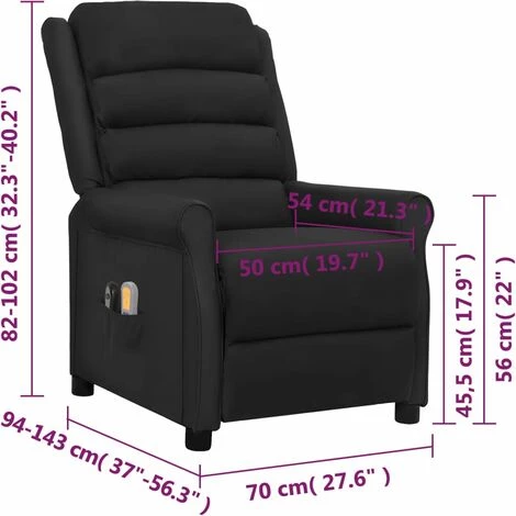 Fauteuil Inclinable électrique De Massage Noir Similicuir VidaXL - Noir 5 Fauteuil Inclinable électrique De Massage Noir Similicuir VidaXL - Noir – Image 3