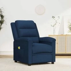 Fauteuil De Massage Inclinable Bleu Velours VidaXL - Bleu -Pas Cher Fauteuil Magasin 67892912 2