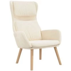 Chaise De Relaxation Blanc Crème Velours VidaXL - Crème