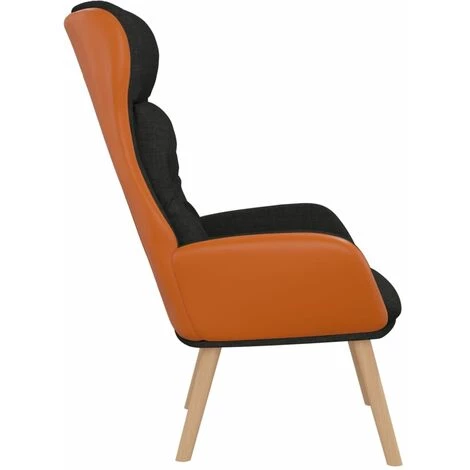 Chaise De Relaxation Noir Tissu Et PVC VidaXL - Noir 6 Chaise De Relaxation Noir Tissu Et PVC VidaXL - Noir â Image 4