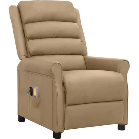 Fauteuil Inclinable électrique De Massage Cappuccino Similicuir VidaXL - Brun 3 Fauteuil Inclinable électrique De Massage Cappuccino Similicuir VidaXL - Brun