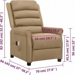 Fauteuil Inclinable électrique De Massage Cappuccino Similicuir VidaXL - Brun 9 Fauteuil Inclinable électrique De Massage Cappuccino Similicuir VidaXL - Brun -Pas Cher Fauteuil Magasin 67893237 3