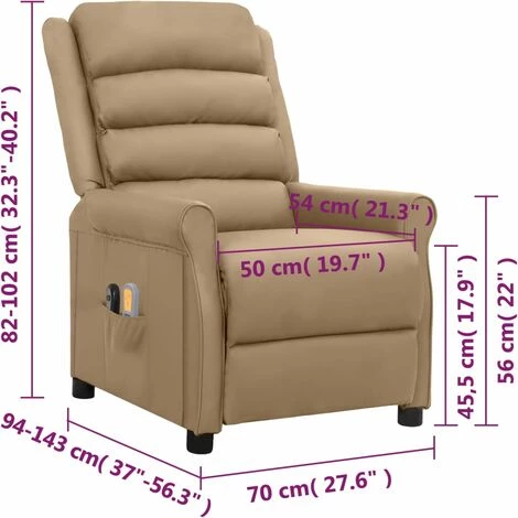 Fauteuil Inclinable électrique De Massage Cappuccino Similicuir VidaXL - Brun 5 Fauteuil Inclinable électrique De Massage Cappuccino Similicuir VidaXL - Brun – Image 3