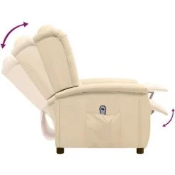 Fauteuil Inclinable électrique Crème Tissu VidaXL - Crème -Pas Cher Fauteuil Magasin 67893241 5