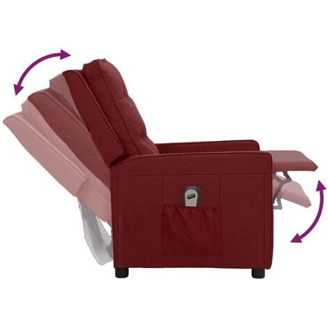 Fauteuil Inclinable électrique Rouge Bordeaux Tissu VidaXL - Rouge 7 Fauteuil Inclinable électrique Rouge Bordeaux Tissu VidaXL - Rouge – Image 5