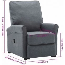 Fauteuil Inclinable Gris Foncé Tissu VidaXL - Gris -Pas Cher Fauteuil Magasin 67893269 3