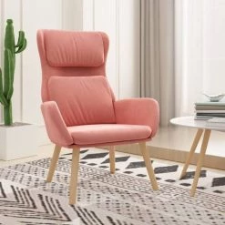 Chaise De Relaxation Rose Velours VidaXL - Rose -Pas Cher Fauteuil Magasin 67893565 2