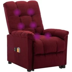 Fauteuil Inclinable De Massage Rouge Bordeaux Tissu VidaXL - Rouge -Pas Cher Fauteuil Magasin 67893753 5