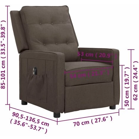 Fauteuil Inclinable électrique Taupe Tissu VidaXL - Taupe 5 Fauteuil Inclinable électrique Taupe Tissu VidaXL - Taupe – Image 3