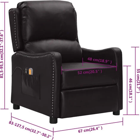 Fauteuil De Massage Inclinable électrique Noir Similicuir VidaXL - Noir 5 Fauteuil De Massage Inclinable électrique Noir Similicuir VidaXL - Noir – Image 3