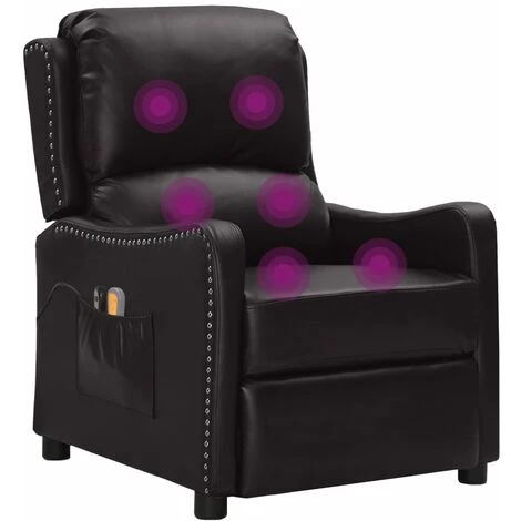 Fauteuil De Massage Inclinable électrique Noir Similicuir VidaXL - Noir 7 Fauteuil De Massage Inclinable électrique Noir Similicuir VidaXL - Noir – Image 5
