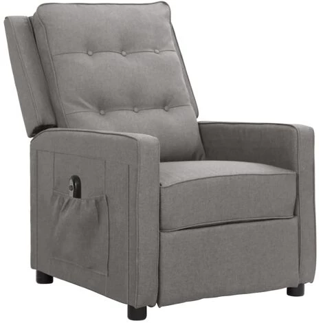 Fauteuil Inclinable électrique Gris Clair Tissu VidaXL - Gris 3 Fauteuil Inclinable électrique Gris Clair Tissu VidaXL - Gris