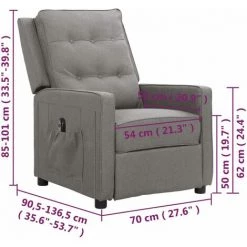 Fauteuil Inclinable électrique Gris Clair Tissu VidaXL - Gris 9 Fauteuil Inclinable électrique Gris Clair Tissu VidaXL - Gris -Pas Cher Fauteuil Magasin 67893909 3