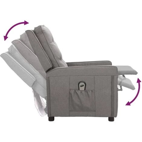 Fauteuil Inclinable électrique Gris Clair Tissu VidaXL - Gris 7 Fauteuil Inclinable électrique Gris Clair Tissu VidaXL - Gris – Image 5