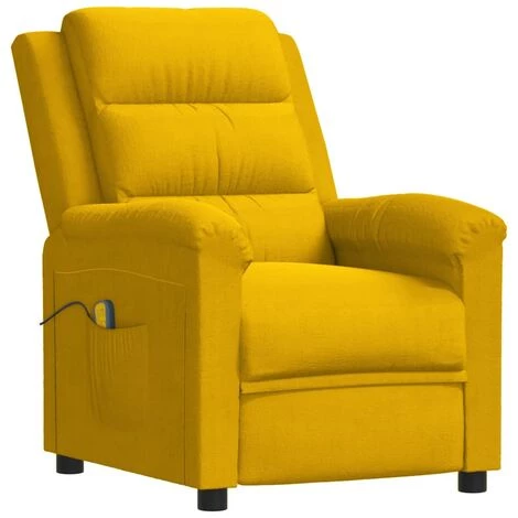 Fauteuil De Massage Inclinable Jaune Velours VidaXL - Jaune 3 Fauteuil De Massage Inclinable Jaune Velours VidaXL - Jaune