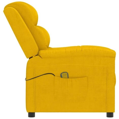 Fauteuil De Massage Inclinable Jaune Velours VidaXL - Jaune 6 Fauteuil De Massage Inclinable Jaune Velours VidaXL - Jaune – Image 4
