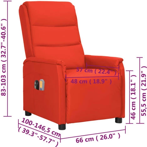 Fauteuil Inclinable électrique De Massage Rouge Similicuir VidaXL - Rouge 5 Fauteuil Inclinable électrique De Massage Rouge Similicuir VidaXL - Rouge – Image 3