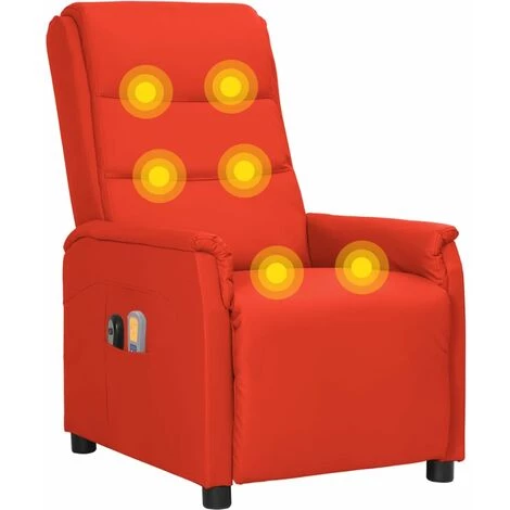 Fauteuil Inclinable électrique De Massage Rouge Similicuir VidaXL - Rouge 7 Fauteuil Inclinable électrique De Massage Rouge Similicuir VidaXL - Rouge – Image 5