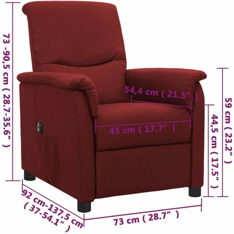 Fauteuil Inclinable électrique Bordeaux Tissu VidaXL - Rouge 5 Fauteuil Inclinable électrique Bordeaux Tissu VidaXL - Rouge – Image 3