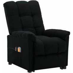 Fauteuil Inclinable De Massage Noir Tissu VidaXL - Noir