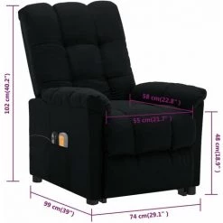 Fauteuil Inclinable De Massage Noir Tissu VidaXL - Noir 9 Fauteuil Inclinable De Massage Noir Tissu VidaXL - Noir -Pas Cher Fauteuil Magasin 67943832 3