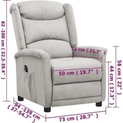 Fauteuil Inclinable électrique Gris Clair Tissu Microfibre VidaXL - Gris 9 Fauteuil Inclinable électrique Gris Clair Tissu Microfibre VidaXL - Gris -Pas Cher Fauteuil Magasin 67943837 3