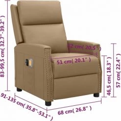 Fauteuil Inclinable électrique De Massage Cappuccino Similicuir VidaXL - Brun 9 Fauteuil Inclinable électrique De Massage Cappuccino Similicuir VidaXL - Brun -Pas Cher Fauteuil Magasin 67943921 3