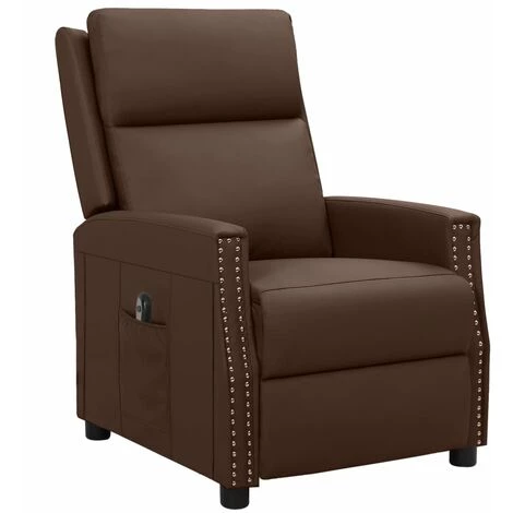 Fauteuil Inclinable électrique Marron Similicuir VidaXL - Brun 3 Fauteuil Inclinable électrique Marron Similicuir VidaXL - Brun