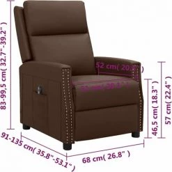 Fauteuil Inclinable électrique Marron Similicuir VidaXL - Brun 9 Fauteuil Inclinable électrique Marron Similicuir VidaXL - Brun -Pas Cher Fauteuil Magasin 67943925 3