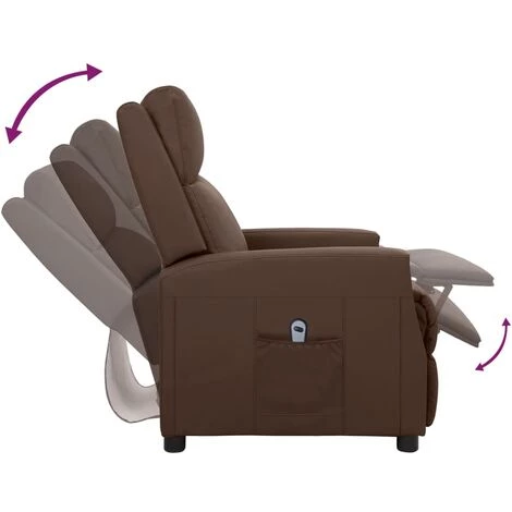 Fauteuil Inclinable électrique Marron Similicuir VidaXL - Brun 7 Fauteuil Inclinable électrique Marron Similicuir VidaXL - Brun – Image 5