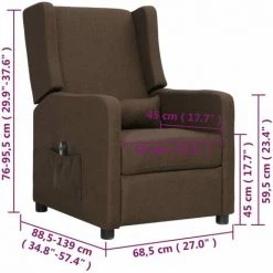 Fauteuil Inclinable électrique Marron Tissu VidaXL 9 Fauteuil Inclinable électrique Marron Tissu VidaXL -Pas Cher Fauteuil Magasin 67943929 3