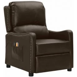 Fauteuil De Massage Inclinable électrique Marron Similicuir VidaXL - Brun