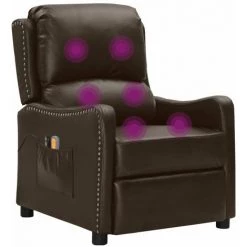 Fauteuil De Massage Inclinable électrique Marron Similicuir VidaXL - Brun -Pas Cher Fauteuil Magasin 67943930 5