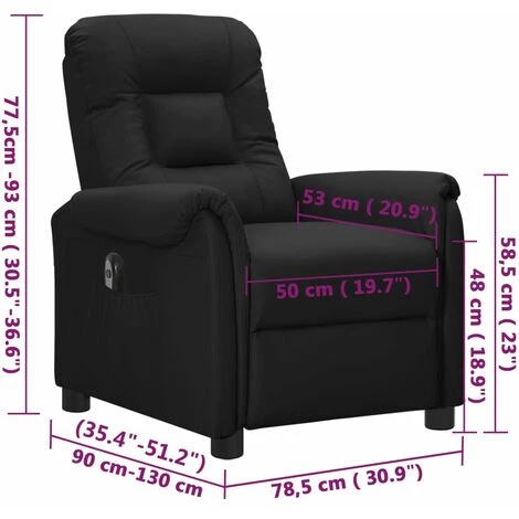 Fauteuil Inclinable électrique Noir Similicuir VidaXL - Noir 5 Fauteuil Inclinable électrique Noir Similicuir VidaXL - Noir – Image 3