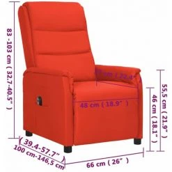 Fauteuil Inclinable électrique Rouge Similicuir VidaXL - Rouge -Pas Cher Fauteuil Magasin 67943932 3