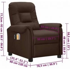 Fauteuil Inclinable électrique De Massage Marron Similicuir VidaXL - Brun -Pas Cher Fauteuil Magasin 67943934 3