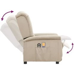 Fauteuil Inclinable De Massage Crème Tissu Microfibre VidaXL - Crème -Pas Cher Fauteuil Magasin 67943937 5