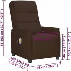 Fauteuil Inclinable électrique De Massage Marron Similicuir VidaXL - Brun -Pas Cher Fauteuil Magasin 67943938 3