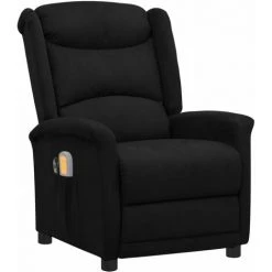 Fauteuil Inclinable De Massage électrique Noir Tissu Microfibre VidaXL - Noir