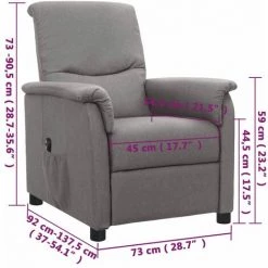Fauteuil Inclinable électrique Gris Clair Tissu VidaXL - Gris -Pas Cher Fauteuil Magasin 67944012 3