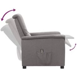 Fauteuil Inclinable électrique Gris Clair Tissu VidaXL - Gris -Pas Cher Fauteuil Magasin 67944012 5